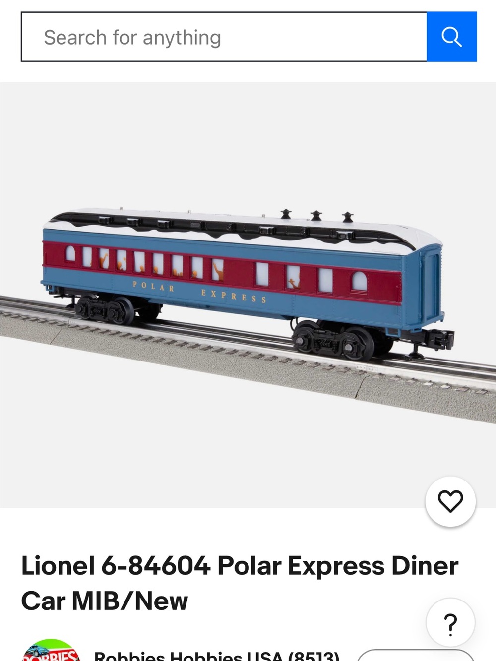 Lionel Polar Express Diner Car - Blue & Red